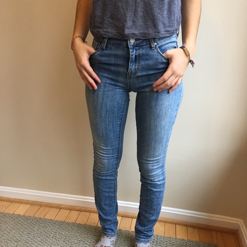 Mid rise blue bullhead skinny jeans from pacsun